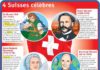 Educational infographic : Fiche exposés : 4 Suisses célèbres