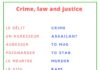 Educational infographic : French vocabulary: Crime, Law and Justice