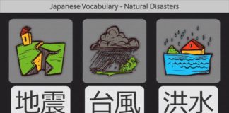 Educational infographic : How to say different Natural Disasters in Japanese