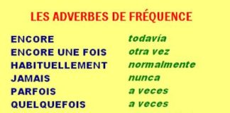 Educational infographic : Les adverbes de fréquence français/espagnol
