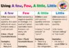 Educational infographic : Using A few, Few, A little, Little in English