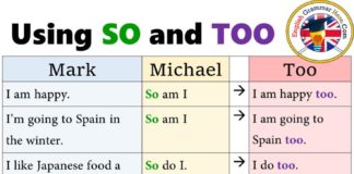 Educational infographic : Using SO and TOO in English