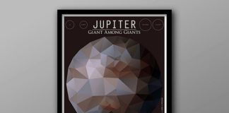 Science infographic – Jupiter and its Moon // Human Space Exploration Infographic Print with Planetary Mission Timeline // Maroon and Brown Low Poly Illustration