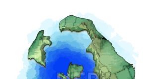 Travel infographic – 3D map of Santorini