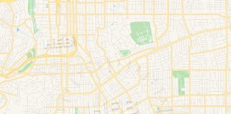 Travel infographic – Empty vector map of Alhambra, California, USA