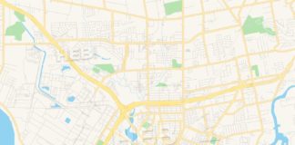 Travel infographic – Empty vector map of Baytown, Texas, USA