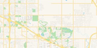 Travel infographic – Empty vector map of Broken Arrow, Oklahoma, USA