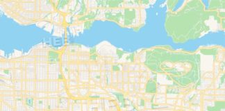 Travel infographic – Empty vector map of Burnaby, British Columbia, Canada