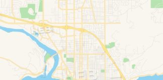 Travel infographic – Empty vector map of Coeur d Alene, Idaho, United States of America