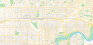 Travel infographic – Empty vector map of Edmonton, Alberta, Canada