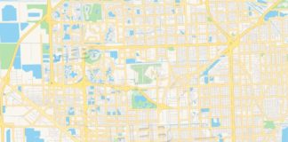 Travel infographic – Empty vector map of Hialeah, Florida, USA