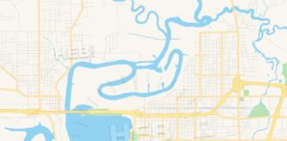 Travel infographic – Empty vector map of Lake Charles, Louisiana, USA