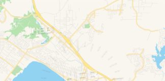 Travel infographic – Empty vector map of Lake Elsinore, California, USA