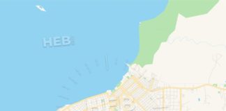 Travel infographic – Empty vector map of Manzanillo, Granma, Cuba