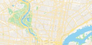 Travel infographic – Empty vector map of Philadelphia, Pennsylvania, USA
