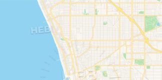 Travel infographic – Empty vector map of Redondo Beach, California, USA