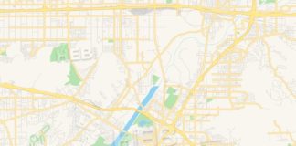 Travel infographic – Empty vector map of Riverside, California, USA