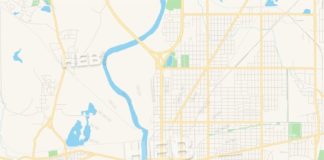 Travel infographic – Empty vector map of Terre Haute, Indiana, USA