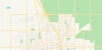 Travel infographic – Empty vector map of Tulare, California, USA