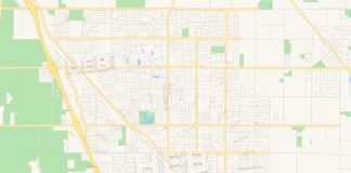 Travel infographic – Empty vector map of Turlock, California, USA