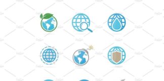 Business infographic : Set of world logo combination. Planet and earth symbol or icon. Unique global an…