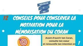 Educational infographic : 12 Conseils pour rester motivé dans la mémorisation du Coran