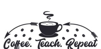 Educational infographic : Coffee. Teach. Repeat