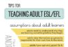 Educational infographic : Educational infographic : Tips for Teaching Adult ESL/EFL Also: DOWNLOAD PDF – Letter Size DOWNLOAD PDF – Double Sided Bookmark