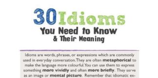 Educational infographic : Educational infographic & data visualisation 30 Idioms You Need to Know & Their …
