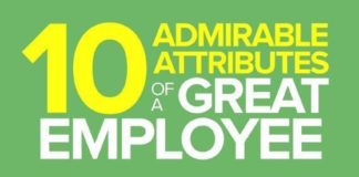 Business infographic : infographic : 10 Admirable Attributes Of A Great Employee (Infographic)