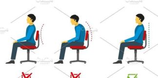 Medical infographic : Correct and bad sitting position. Infographic Elements
