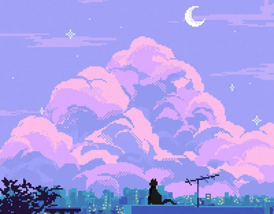 Pixel Art Background - Moon And Universe - Infographicnow.com 