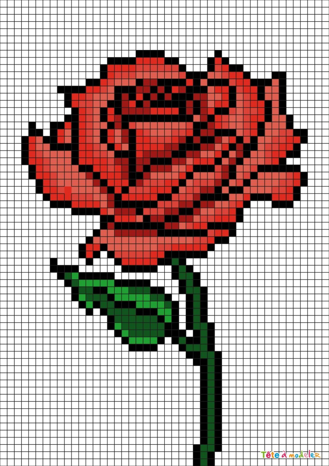 pixel art grid - Pixel Art rose - InfographicNow.com | Your Number One