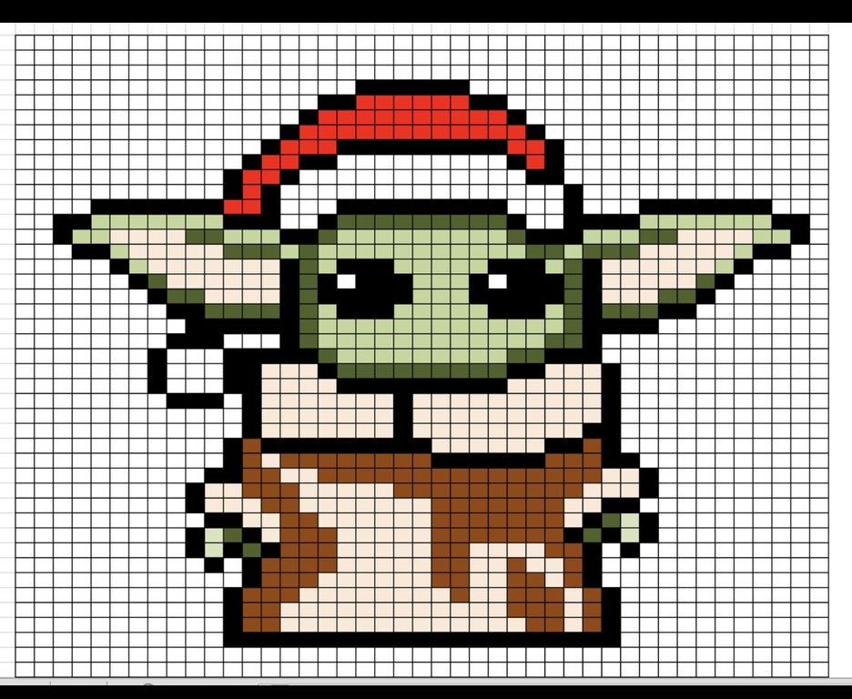 baby yoda pixel art - [pattern] Christmas Baby Yoda pattern! No colour