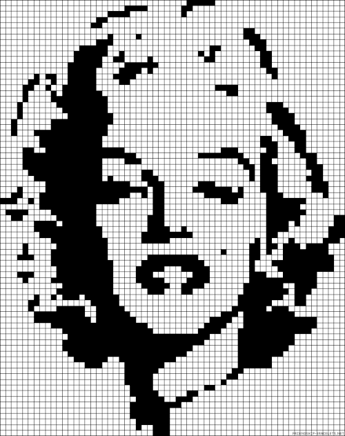 black and white pixel art - marilyn monroe cross stitch ...