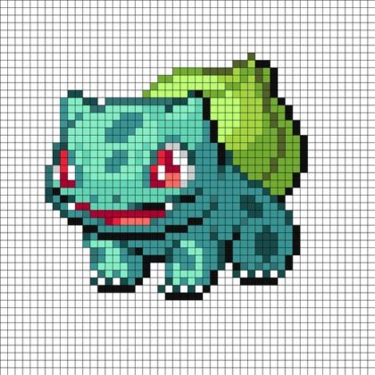 pixel art minecraft bulbasaur grid Bulbasaur pokemon brik pixel lego ...