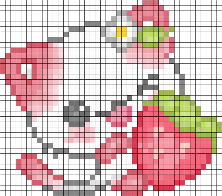 cat pixel art - Cat Eating Strawberry Kandi Pattern - InfographicNow ...