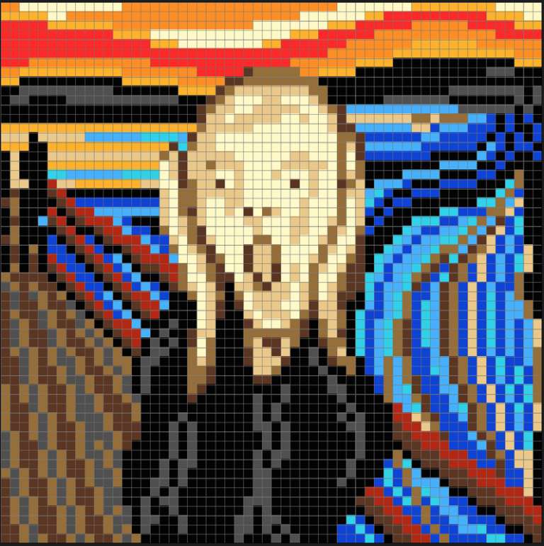 pixel art grid - Edvard Munch's The Scream Perler Bead Pixel Pattern